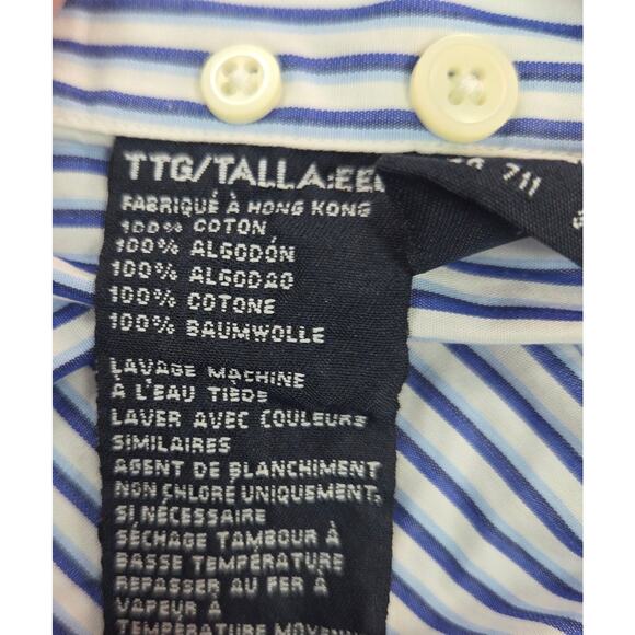 Nautica XXL Blue White Striped Long Sleeve Button Up Shirt - Picture 5 of 6